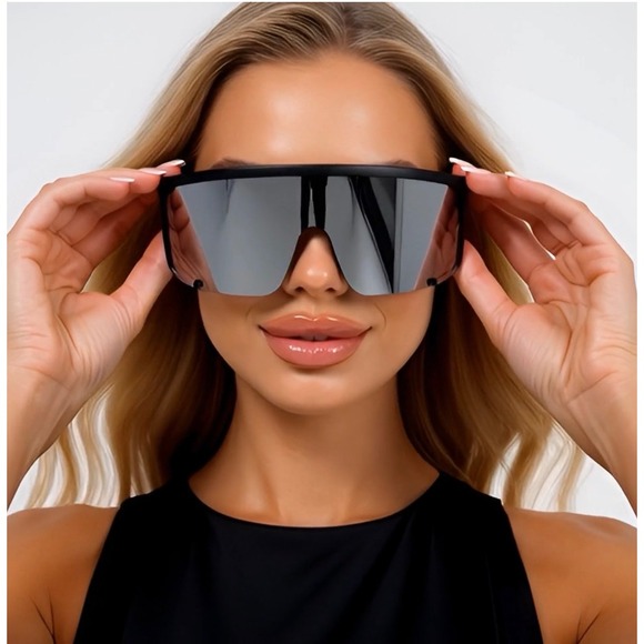 UV400 Protection Sport Ski Driving Shield Sunglasses Women Oversized Mirrored - Picture 13 of 15